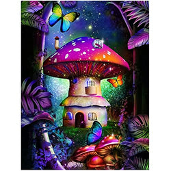 KTHOFCY 5D DIY Diamond Painting Kits for Adults Kids Mushroom House Butterfly Full Drill Embroidery Cross Stitch Crystal Rhinestone Paintings Pictures Arts Wall Decor Painting Dots Kits 15.7X11.8 in