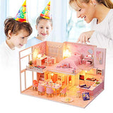 WYD Pink Loft Mini Doll House Building Kit Led Light Dollhouse Miniature with Furniture DIY Dollhouse Kit Teenagers Birthday Gift House 1:24 Scale Creative Room Idea Toys