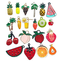 Chenkou Craft Wholesale Random 20pcs Fruit Watermelon Strawberry Berry Banana Coco Lots Mix Alloy