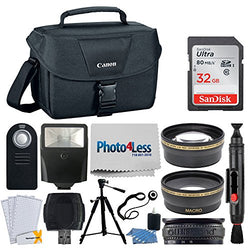 Canon EOS Bag 100ES + 32GB Memory Card + 58mm Telephoto & Wide Angle Lens + Flash + Remote + Tripod + Card Reader Top Accessory Bundle for Canon T6, T6i, T7i, 80D, 77D, SL2 with 18-55mm STM Lens