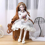 BABY 24inch 60cm Doll Girl 19 Jointed BJD Dolls Full Set SD Doll Toy Surprise Doll for Birthday Gift - Blanche