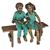 Design Toscano Read to Me Boy and Girl on Bench Cast Bronze Garden Statue