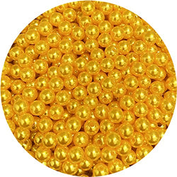 400pcs 8mm Pearl Beads Satin Luste Round Loose Plastic Pearl Craft Beads for Jewelry Making Earring Bracelet Necklace Key Chains Sewing Crafts Decoration (Gold Yellow)