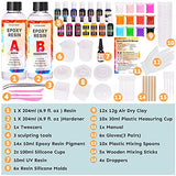 Epoxy Resin Kit -1:1 Ratio Crystal Clear Resin Coating,1 UV Resin,6 Resin Silicone Molds,14 Resin Pigment,Epoxy Resin Crystal Clear Kit with All Tools for Art,Crafts,DIY, Easy Mix