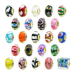 TOAOB Multi Assorted Mixed Color Large Hole Lampwork 14mm Murano Glass Beads Fit European Bead