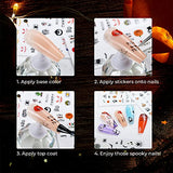 Makartt Halloween Nail Art Stickers Decals,Self-Adhesive DIY Nail Sticker Nail Decals Glow in The Dark Halloween Stickers 3D Design Halloween Decals for Halloween Party Pumpkin/Bat/Ghost/Witch 8Sheets