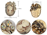 Alilang Vintage Inspired Crystal Rhinestone Victorian Lady Cameo Brooch Pin Maiden Flower Ribbon