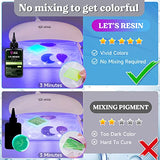 LET'S RESIN UV Resin, Upgrade 100g Colored UV Epoxy Resin, Vivid Color Odorless & Low Shrinkage UV Resin Kit, Fast Cure Colored Glue for UV Resin Molds, Jewelry Making, Crafts, Decoration(Green)