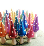 Miniature Gnome Style Mushrooms. Set of 10. Vibrantly Colored with Mica Powders. Fairy Garden Accessories.