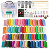 Polymer Clay 70 Colors, POZEAN Modeling Clay Oven Bake Clay, Clay Earring Making Kit Polymer Clay Tools and Supplies with Portable Storage Box for Kids, Beginners, Friends
