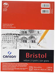 Canson Foundation Series Bristol Paper Pad, Heavyweight High Contrast Paper for Pencil, Vellum
