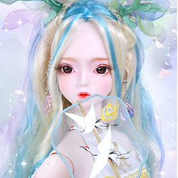HGFDSA 60Cm BJD Girl 1/3 Scale Ball Jointed Doll Full Set Includes Costume Wig Accessories Dress Girls Toys Best Birthday Gift for Girl,A