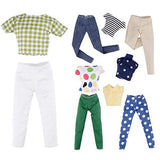 E-TING 5 Set Doll Clothes Casual Wear Outfit 5 Tops 5 Trousers Pants for 11.5 inches Girl Doll