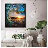 Diamond Painting Kits for Adults,DIY 5D Full Drill Rhinestone Gem Art Paint Surf Eye Beach Sunset Landscape Embroidery HD Canvas Dots Diamond Art Craft for Parlour New Home Wall Decor 12x16in