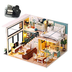 WYD Wooden Toy House Duplex Apartment Miniature Dollhouse Kit 3D Wood Toy Handcraft Artwork DIY Models for Adults Best Birthdays Gifts for Boys and Girls
