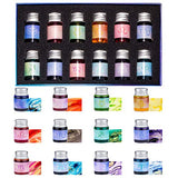12 Colors Calligraphy Ink Set, Calligraphy Fountain Glass Dip Pen Color Ink Caligrapher Pen Ink Bottle Set, Gold Powder Drawing Writing Art Ink with Gift Box