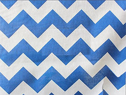 Polycotton Fabric Printed Large Chevron BLUE WHITE / 60" Wide / Sold by the Yard