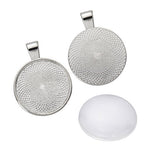 Shappy 24 Pieces 25 mm Round Glass Dome Tiles Clear Cameo with 24 Pieces Pendant Bezel Round