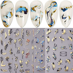 JMEOWIO 8 Sheets Marble French Tip Nail Art Stickers Decals Self-Adhesive Pegatinas Uñas Wave Line Nail Supplies Nail Art Design Decoration Accessories