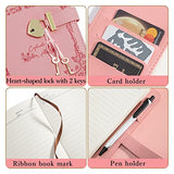 Diary with Lock and Keys for Teen Girls 360 Pages Leather Heart Shaped Locking Journal Personal Organizers Secret Notebook for Women(A5(8.5"*5.7"),PINK 2)