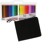 US Art Supply 50 Piece Adult Coloring Book Artist Grade Colored Pencil Set, Plastic Carry Case