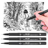 Precision Micro-Line Pens, Set of 10 Black Micro-Pen Fineliner Calligraphy Pens, Waterproof Archival Ink Multiliner Pens for Artist Illustration, Sketching, Technical Drawing, Manga, Scrapbooking