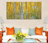 Ardemy Canvas Wall Art Yellow Birch White Branch Forst Landscape Artwork Prints, Modern Nature Picture Painting Framed Large Size for Living Room Bedroom Kitchen Home Office Decor 48"x24" Waterproof