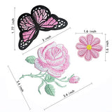 PGMJ 40pcs Embroidery Applique Patches Rose Flowers Butterfly Sunflowers Iron On Patches For