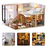 Yinuoday Dollhouse Miniature Kit with Furniture, DIY Wooden Dollhouse with LED DIY Mini Doll House Plus Dust Proof and Music Movement DIY House Kit for Adults and Teens