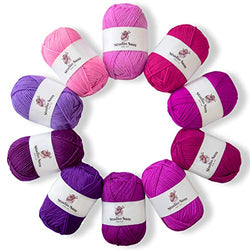 Studio Sam Acrylic Yarn Set. Ten Large 50g Skeins. Total 1030 Yards. for All Knitting, Crochet and Craft Projects. (Blossom Collection)