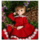 HGFDSA BJD Doll Clothes Handmade Winter Skirt Red Long Skirt Big Swing Skirt for 1/6 BJD Doll Clothes Accessories - No Doll,Red