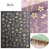 Flower Nail Art Stickers, Cherry Blossoms Nail Decals 3D Self-Adhesive Rose Gold White Sliver Gold Cherry Blossom Spring Nail Design Manicure Tips Nail Decoration for Women Girls Kids(4Sheets)