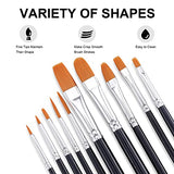 GOTIDEAL Paint Brush Set, 10 Pcs Round Pointed Tip, Nylon Hair Brushes for Acrylic, Watercolor, Oil and Gouache Painting，Body, Face Nail Art, Detailing and Rock Painting, Perfect for Kids & Adult