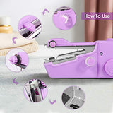 W-Dragon Handheld Sewing Machine, Mini Cordless Portable Electric Sewing Machine-Cordless Small Handy Stitch Handheld Sewing Machine for Fabric Clothing Kids Cloth Pet Clothes, NEW-PURPLE