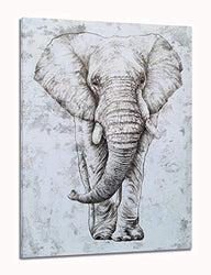 Yihui Arts Elephant Wall Art Hand Painted Vertical Canvas Oil Paintings Giant Gray and White Animal Pictures Artwork for Bathroom Living Room Hallway Decoration