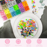 2176Pcs Hair Beads for Girls Braids, Candy Color Acrylic Alphabet Cube Beads Pastel Pony Beads Kandi Beads Rainbow Letter Beads Bulk Kits for Hair Jewelry Making with Elastic Rubber Bands Threaders