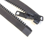 YKK Brand Zipper, Black #10 Separates at the Bottom, Marine Grade Metal Tab Slider, Heavy Duty (24"