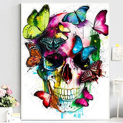 DIY 5D Diamond Painting Kits for Adults Full Drill Round Diamond Painting Embroidery Art Crystal Crafts Diamond Painting by Number Kits for Home Wall Decor (12x16inches) (Skull)
