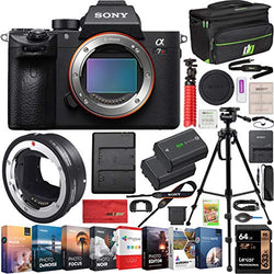 Sony a7R III 42.4MP Full-Frame Mirrorless Camera Body ILCE-7RM3 Bundle with Sigma MC-11 Lens Mount Converter (Canon EF to E-Mount) and Deco Gear Bag Case + Photo Video Software Kit & Accessories