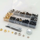 120 Sets Snap Fasteners Kit, 12.5mm Metal Snap Buttons Press Studs with 4 Pieces Fixing Tools, 6