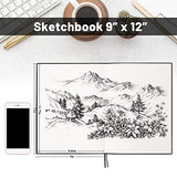 Hardcover Sketch Book 9" x 12", Sketchbook Drawing Pads, 160GSM Thick Smooth Sketching Paper 46 Sheets/92 Pages, Micro-Perforated Pages, Durable Acid Free Drawing Art Paper - A Great Gift