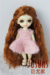 JD119 5-6inch 13-15 CM Long curly princess doll wigs 1/8 Lati yellow doll synthetic mohair BJD wigs Vinyl doll accessories (Carrot)