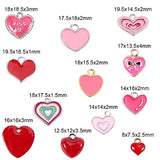 PH PandaHall 48PCS 12 Styles Pink Heart Enamel Pendants Alloy Enamel Pendants Charms DIY Bracelet