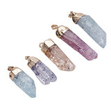 Kissitty 5-Piece 1.57"~2.36" Length Natural Crackle Crystal Gemstone Pendants Healing Chakra