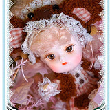 YNSW Mini Fashion Doll, Orange Lambswool Dress with Ear Decoration 1/12 BJD Doll SD Doll Full Set 14Cm 5.5Inch Jointed Dolls with Exquisite Packaging