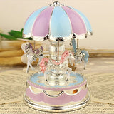 cyclamen9 Carousel Music Box Merry-Go-Round Box with Flash Light for Birthday (Purple)