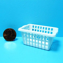 Dollhouse Miniature Laundry Clothes Basket in White IM - My Mini Fairy Garden Dollhouse Accessories for Outdoor or House Decor