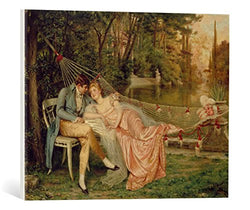 kunst für alle Canvas Print: Joseph Frédéric Charles Soulacroix A Romantic Interlude Fine Art Print, Canvas on Stretcher, Ready to Hang Wall Picture, 23.6x17.7 inch / 60x45 cm