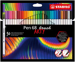 STABILO Premium Fibre-Tip Pen Pen 68 brush ARTY - Wallet of 30 - Assorted Colors