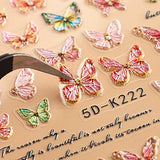 LIFOOST Butterfly Nail Stickers 5D Embossed Flowers Nail Decals Spring Floral Nail Art Stickers Nail Design Engraved Colorful Butterflies Stickers for Nails Women Nail Accessories
